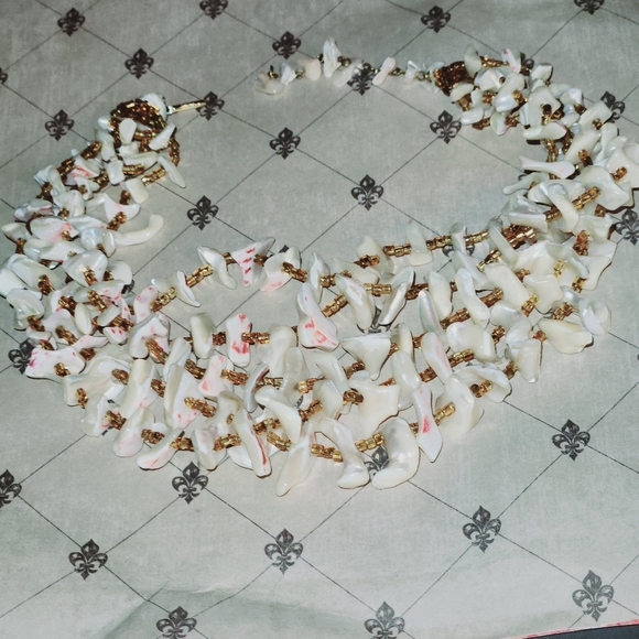 Vintage Natural Shell Mother of Pearl MOP Strand Necklace Bib Choker - Picture 5 of 5